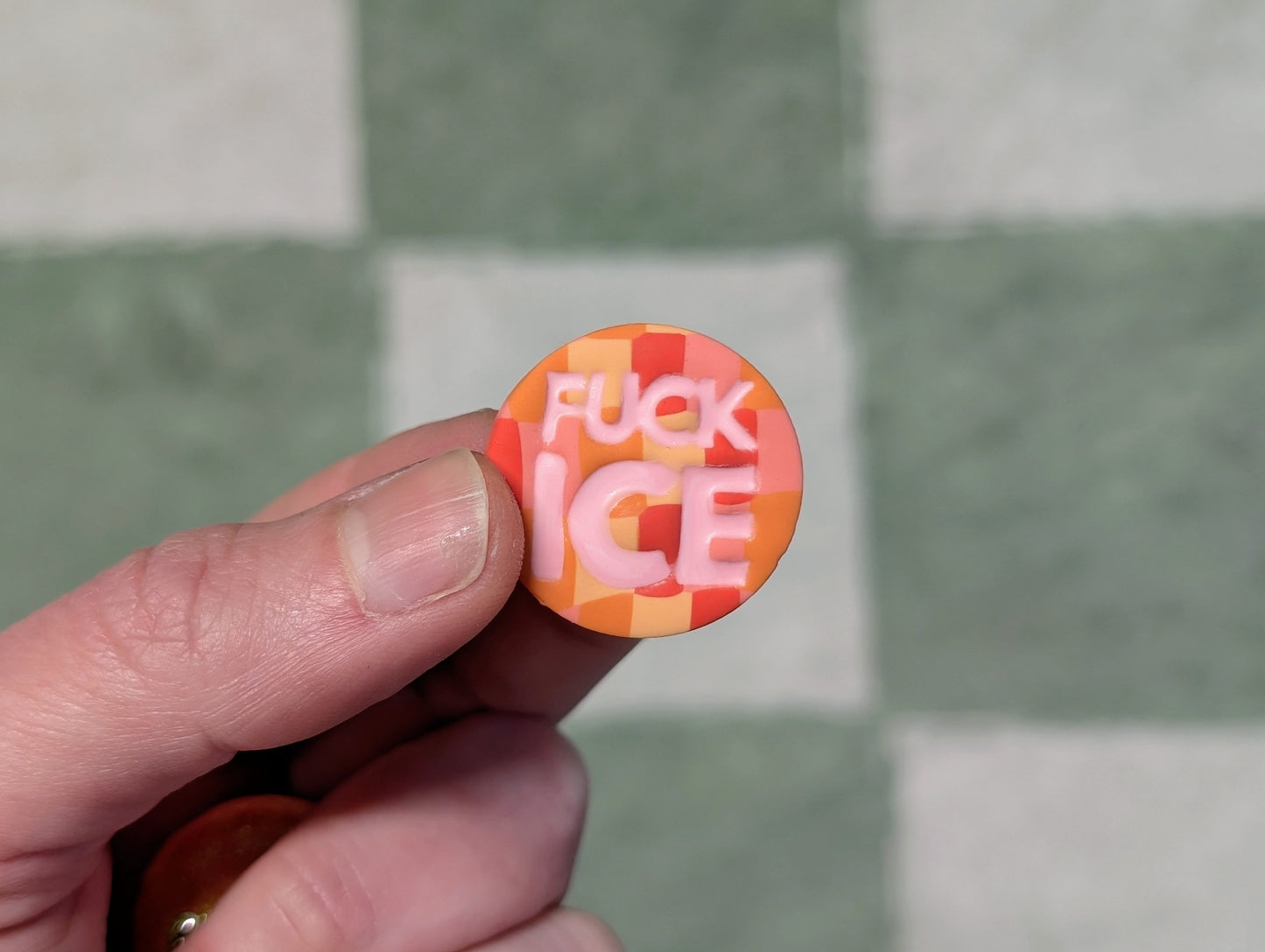 FUCK ICE Pin - Orange Disco