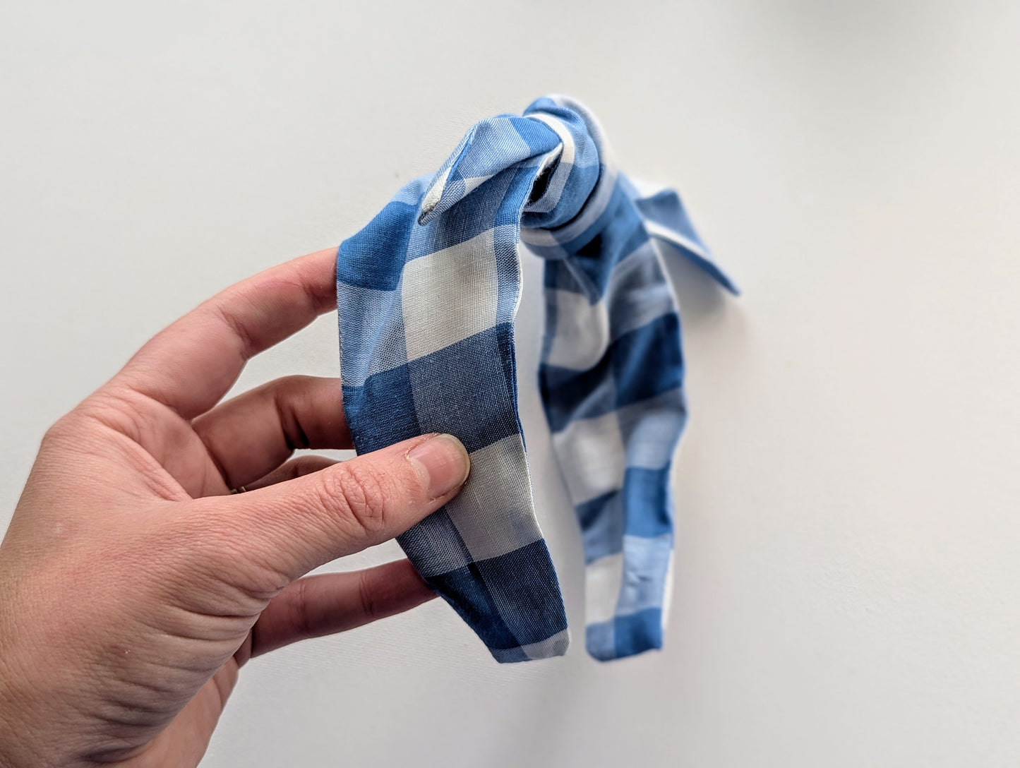 Blue Gingham - Knot Headband