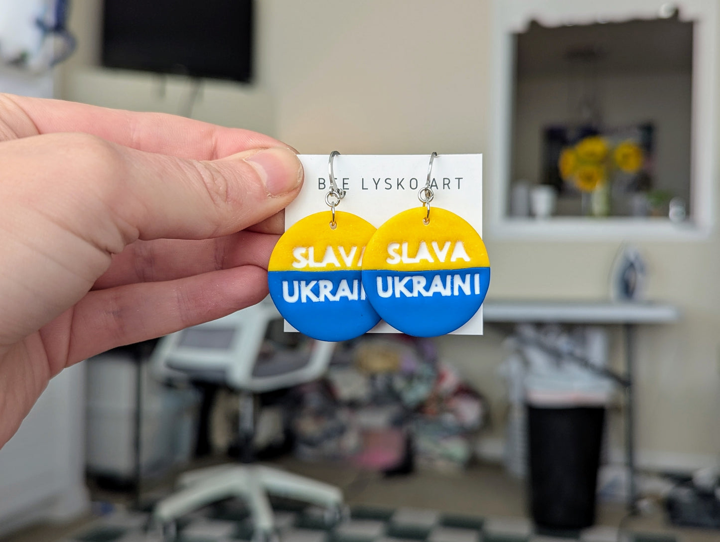 Slava Ukraini Earrings - Huggies