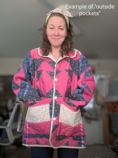 Pink + Blue Quilted Coat