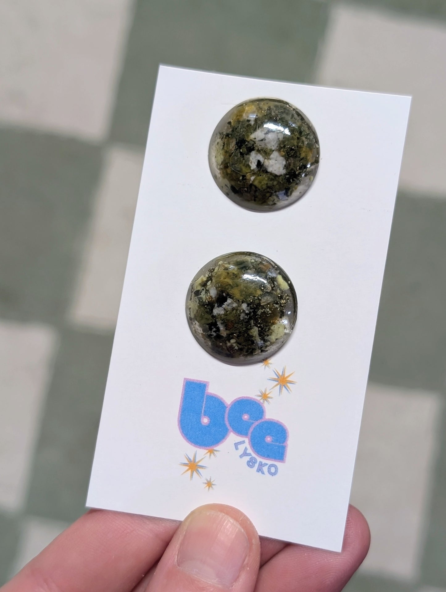 Moonstone, Raw Jasper & Serpentine Studs