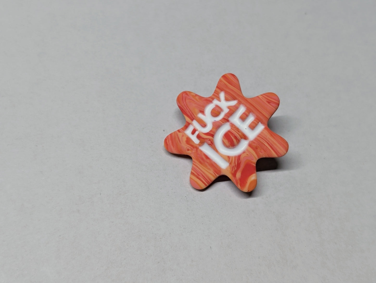FUCK ICE Pin - Orange Starburst