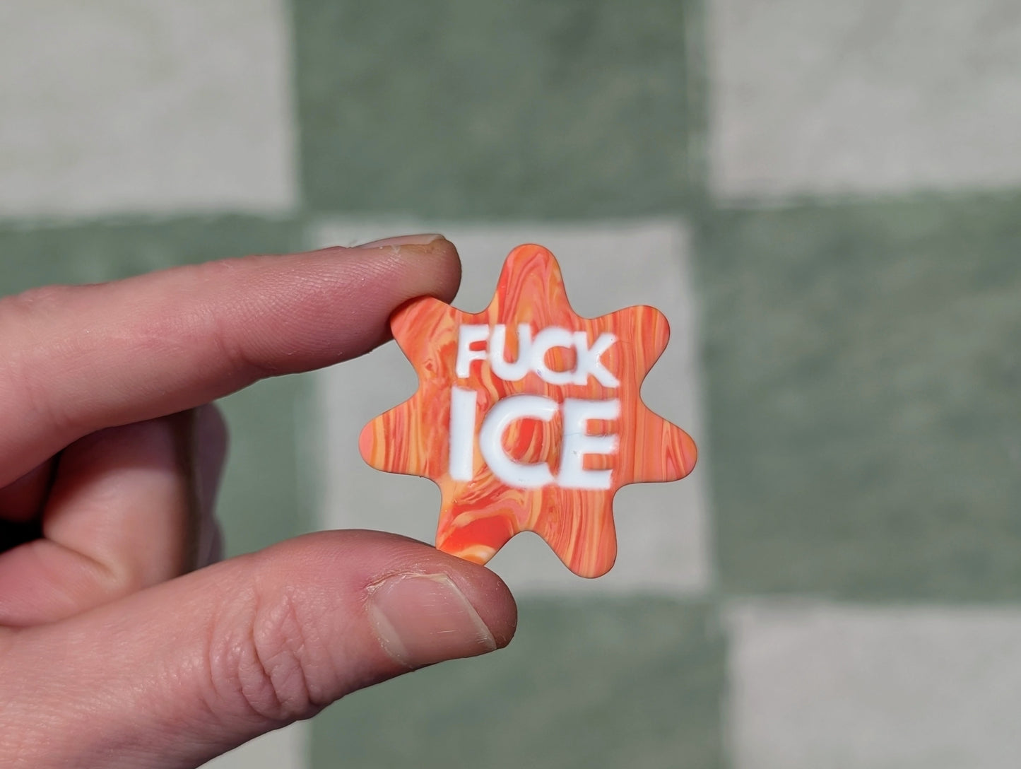FUCK ICE Pin - Orange Starburst