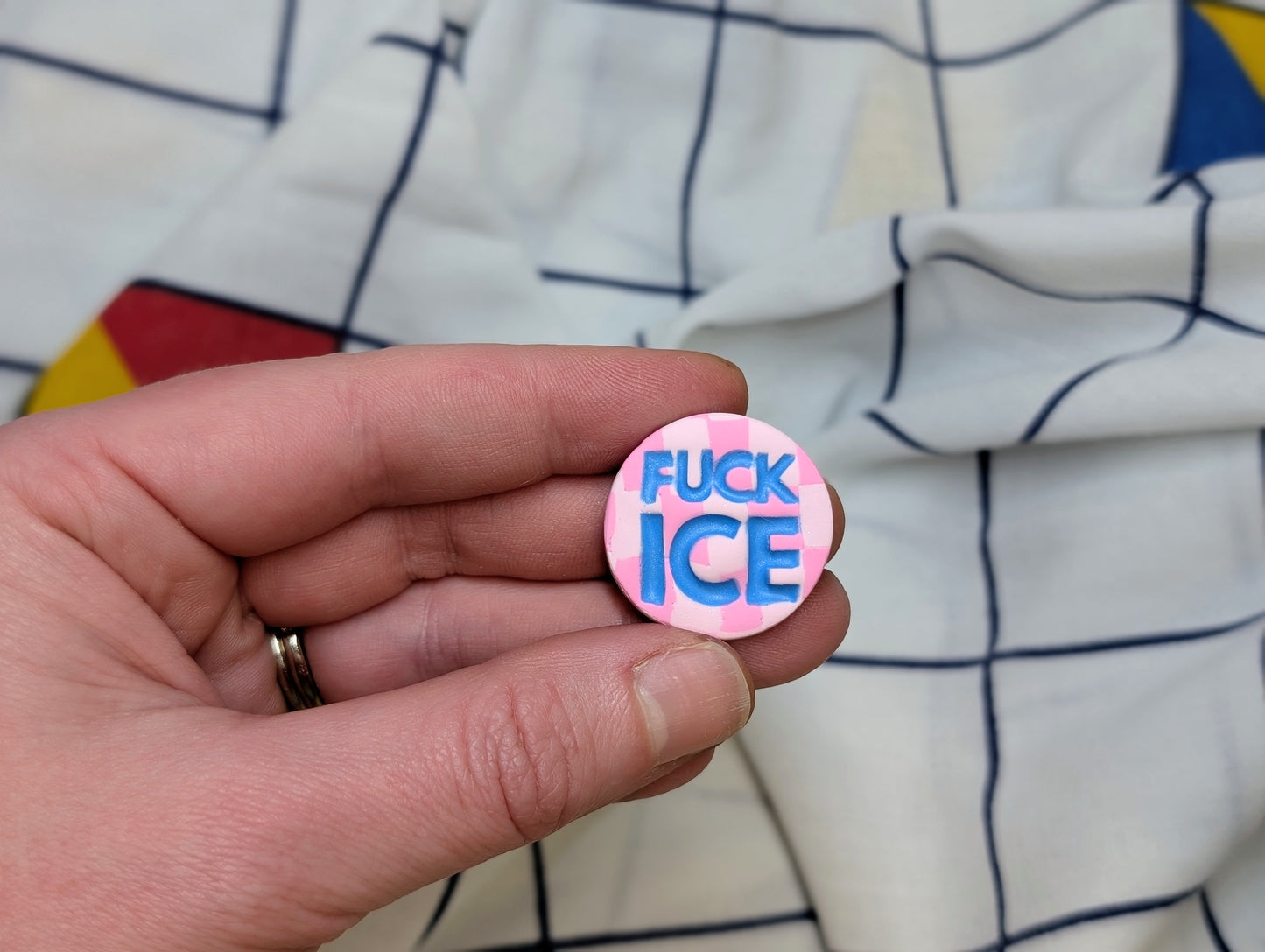 FUCK ICE 🧲 - Pink Checks