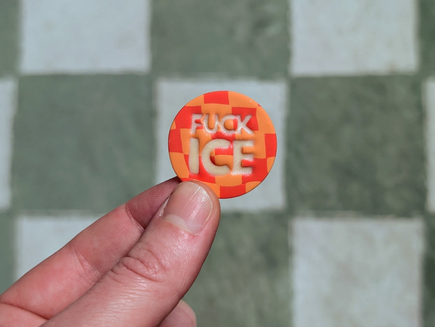 FUCK ICE 🧲 - Orange Checkers