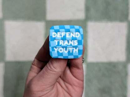 DEFEND TRANS YOUTH Pin - White Font