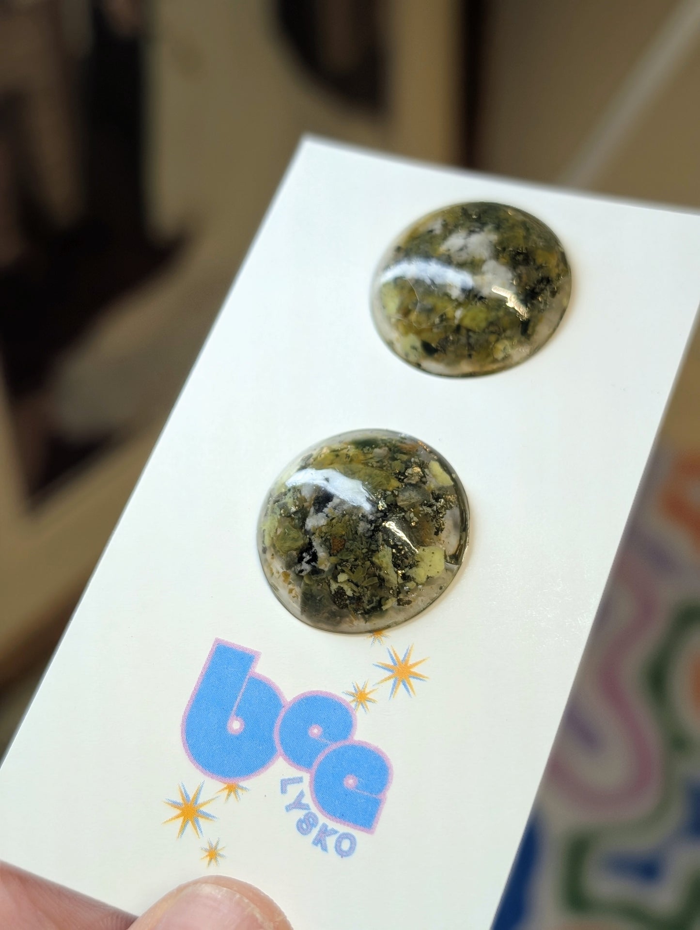 Moonstone, Raw Jasper & Serpentine Studs