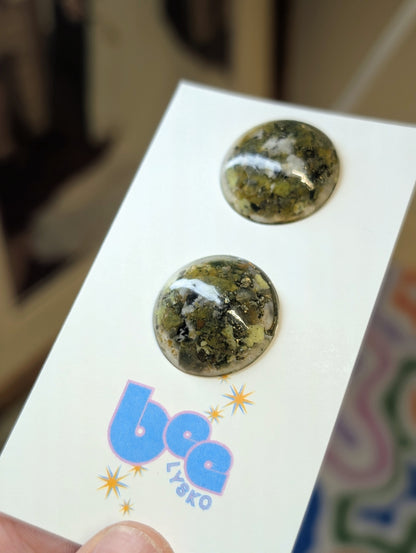 Moonstone, Raw Jasper & Serpentine Studs