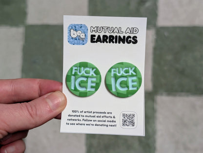 FUCK ICE Studs - Green Checks