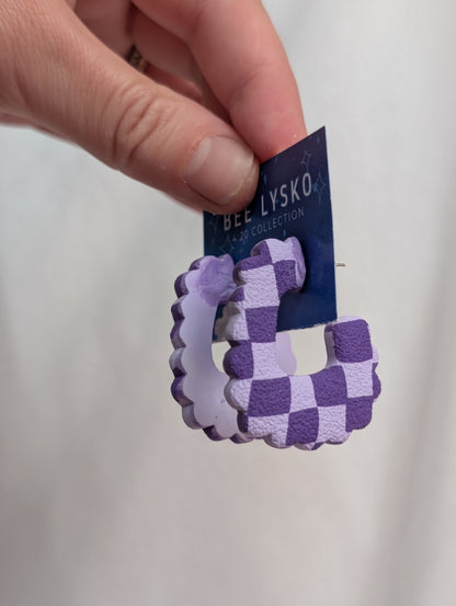 Scalloped Hoops - Purple Checkers
