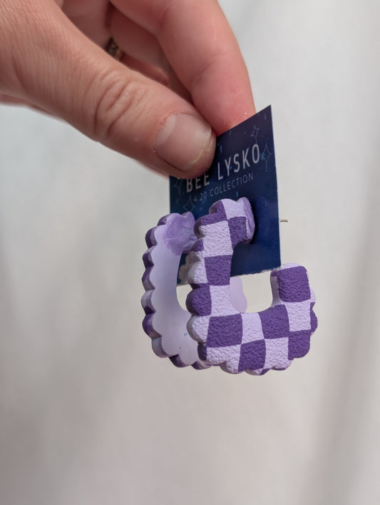 Scalloped Hoops - Purple Checkers