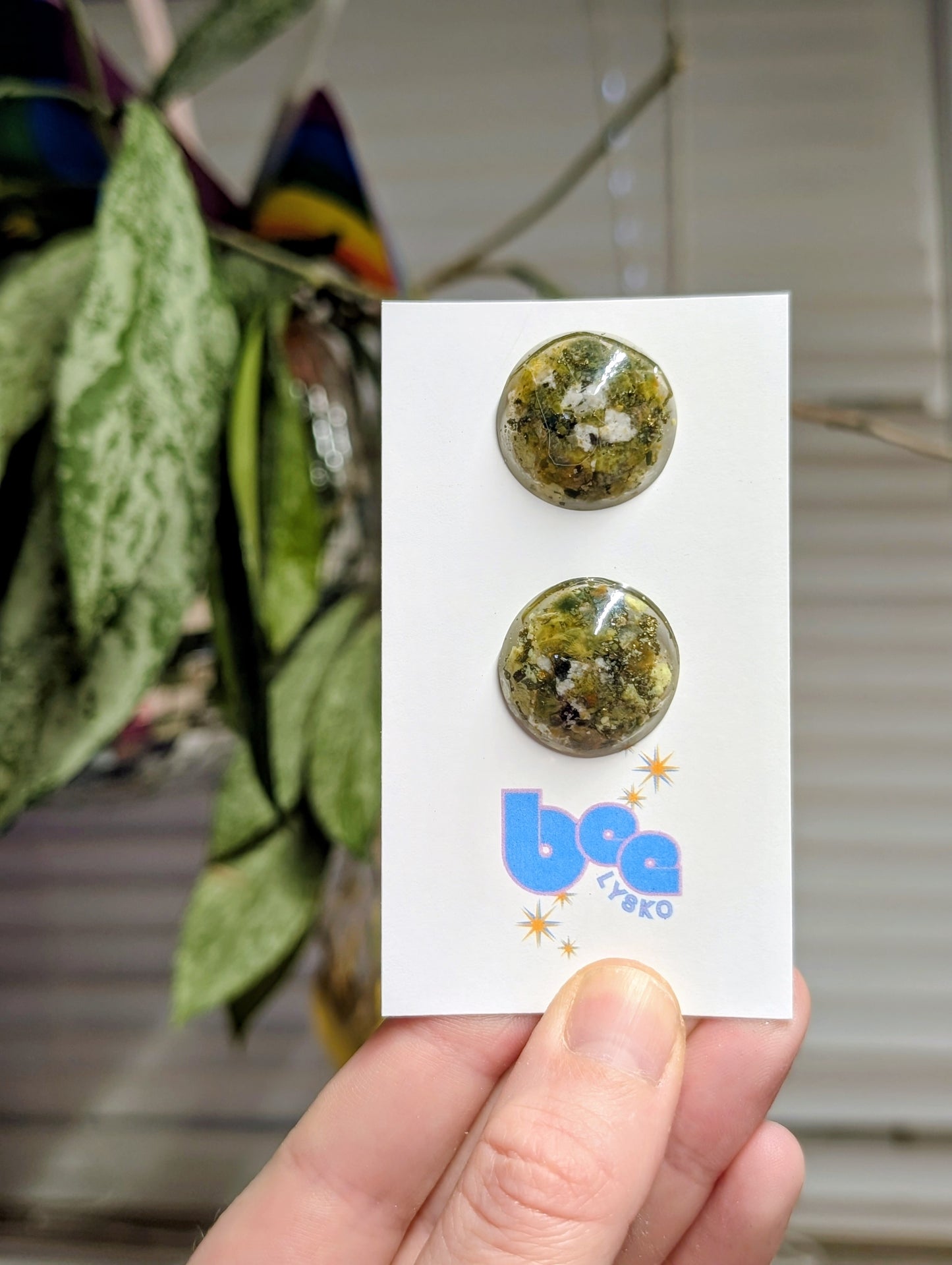 Moonstone, Raw Jasper & Serpentine Studs