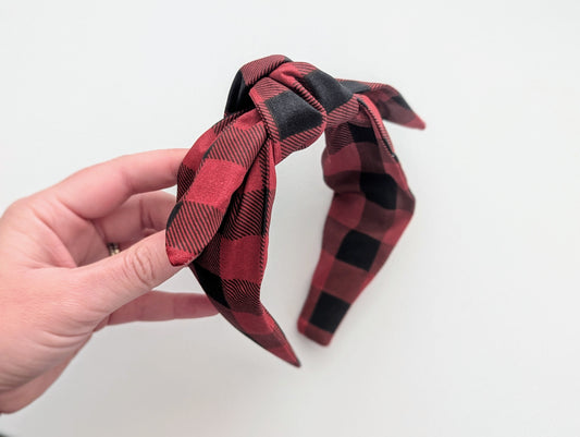 Red Plaid - Knot Headband