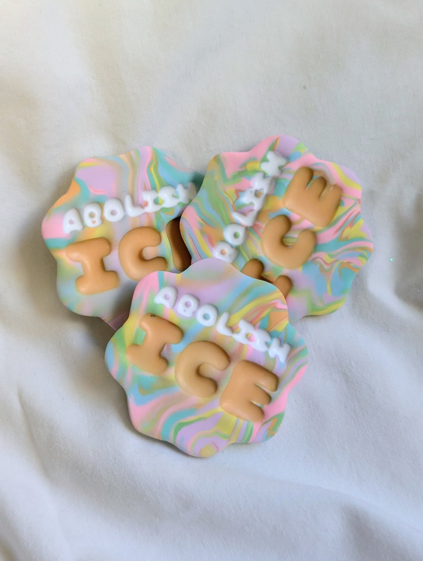ABOLISH ICE Pin - Rainbow Swirls
