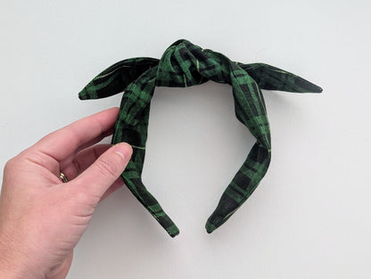 Green Plaid - Knot Headband