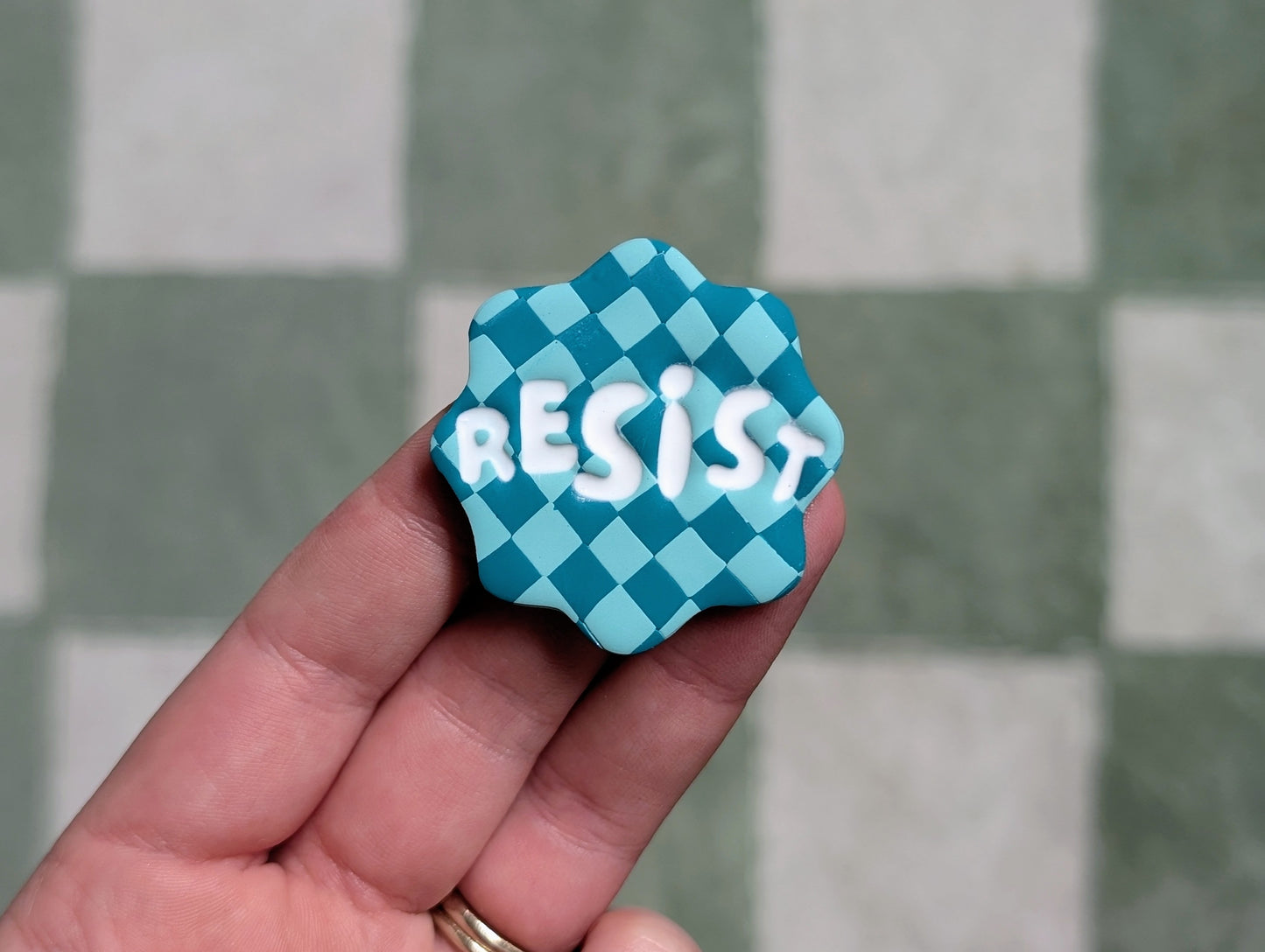 RESIST 🧲 - Teal Checks