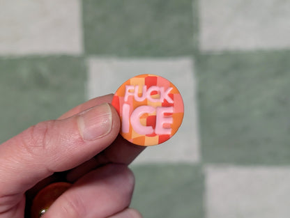 FUCK ICE Pin - Orange Disco