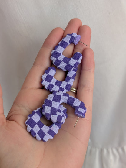 Scalloped Hoops - Purple Checkers