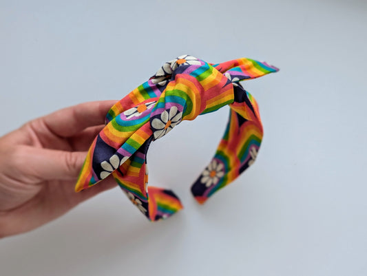 Rainbow Daisies - Knot Headband