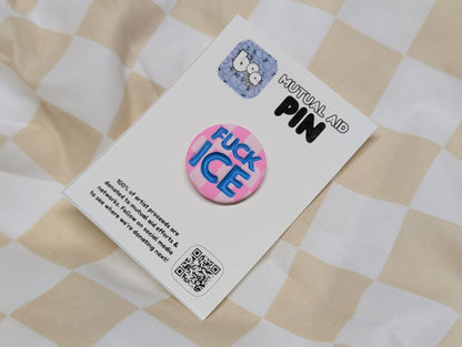 FUCK ICE Pin - Pink Checks