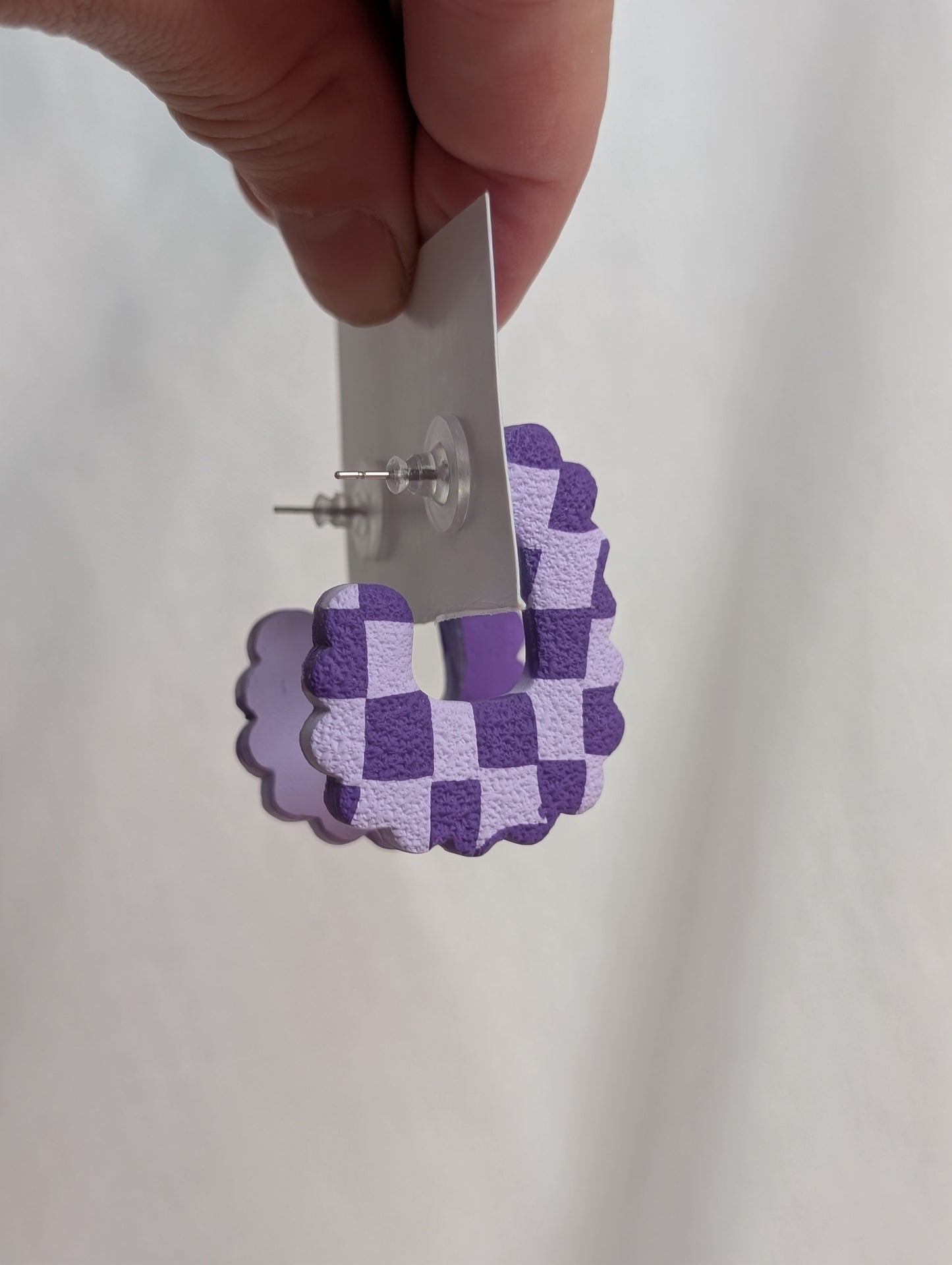 Scalloped Hoops - Purple Checkers