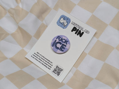 FUCK ICE Pin - Purple Checks