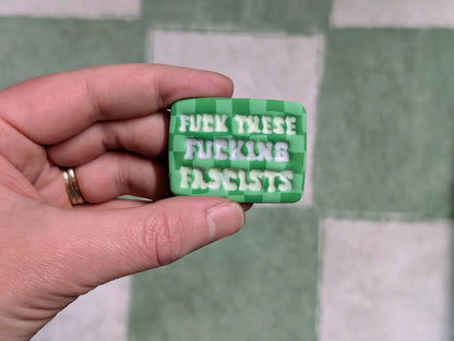 FUCKIN' FASCISTS Pin - Green Checks