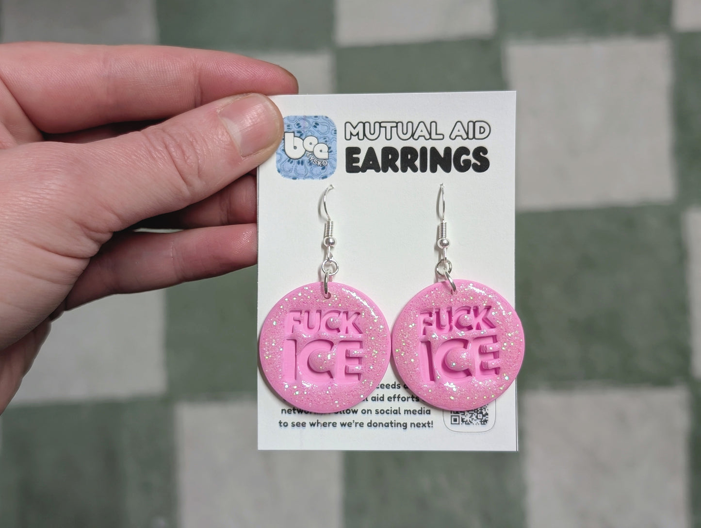 FUCK ICE Hooks - Pink Glitter