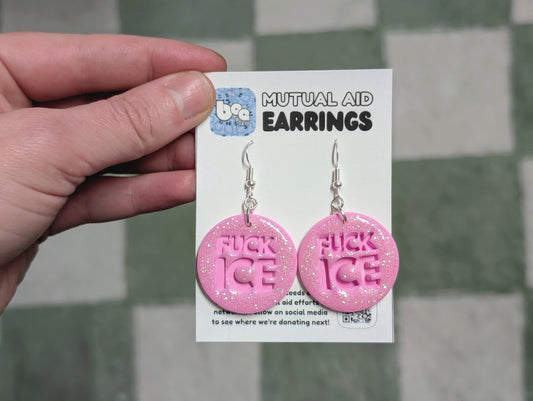 FUCK ICE Hooks - Pink Glitter