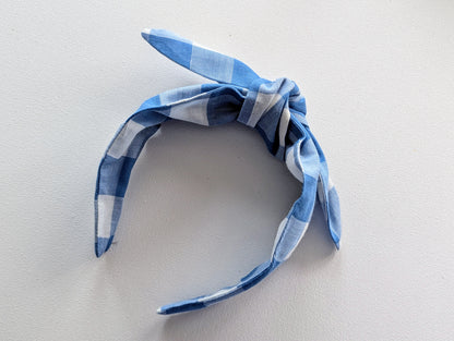 Blue Gingham - Knot Headband