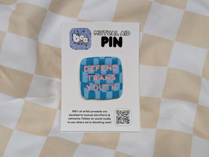 DEFEND TRANS YOUTH Pin - Pink Font