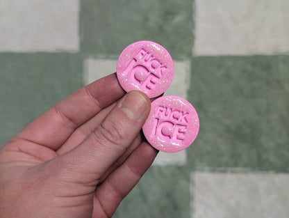 FUCK ICE Pin - Pink Glitter