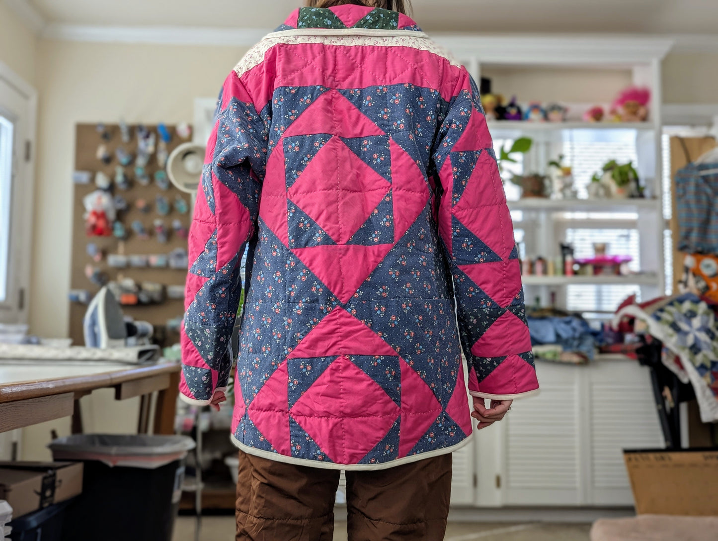 Pink + Blue Quilted Coat