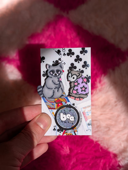 We're Just Girls Pin Set - Pink & Purple
