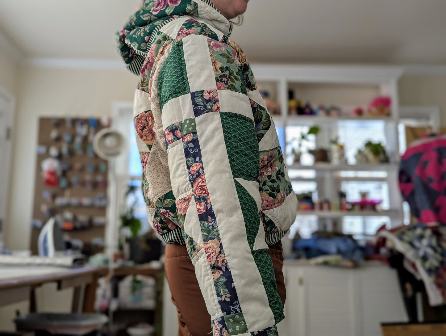 Green + Rosey Quilted Hoodie *TESTER*