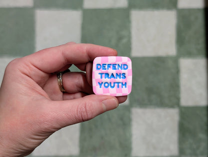 DEFEND TRANS YOUTH 🧲 - Pink Checks