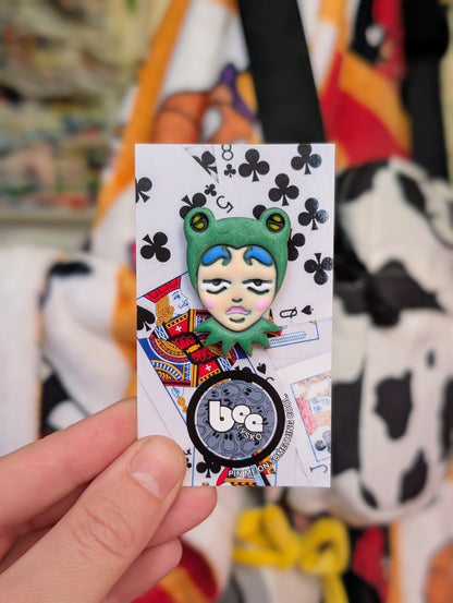 Feeling Froggy Pin - Blue Hair