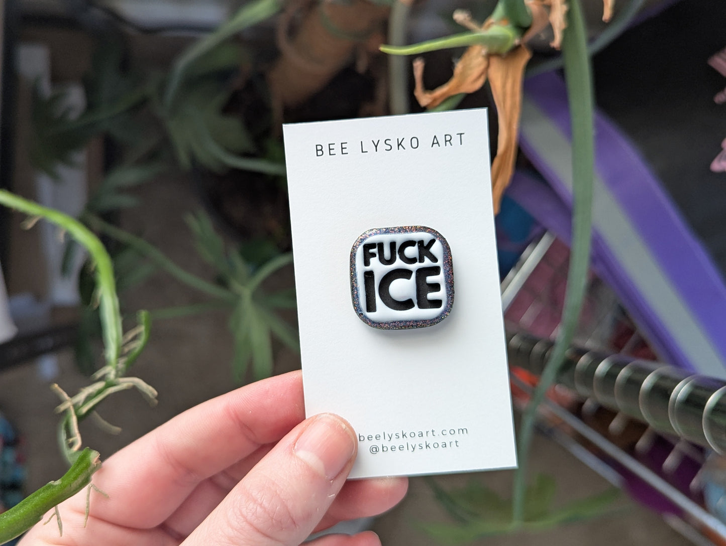 Fuck ICE Pin - B+W