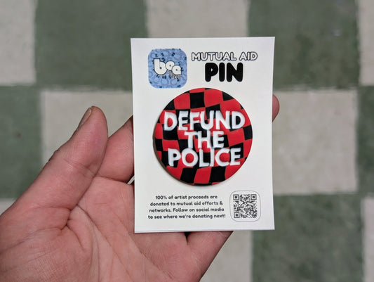 DEFUND THE POLICE Pin - Red Checks