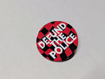 DEFUND THE POLICE Pin - Red Checks