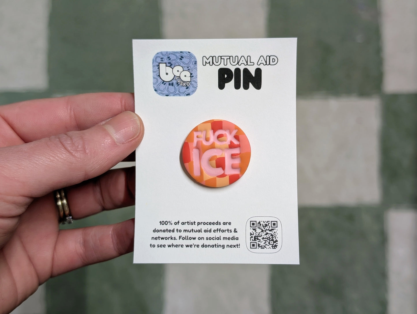 FUCK ICE Pin - Orange Disco