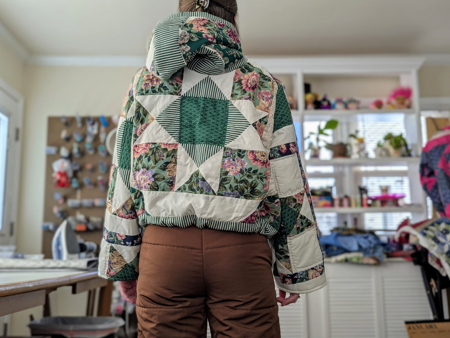 Green + Rosey Quilted Hoodie *TESTER*