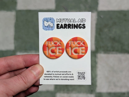 FUCK ICE Studs - Orange Checks