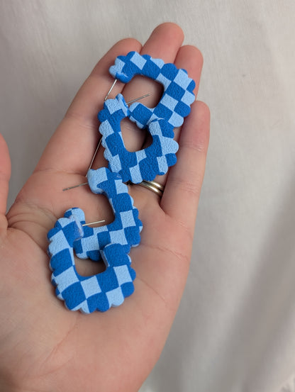 Scalloped Hoops - Blue Checkers