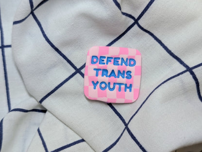 DEFEND TRANS YOUTH 🧲 - Pink Checks