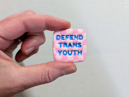 DEFEND TRANS YOUTH 🧲 - Pink Checks