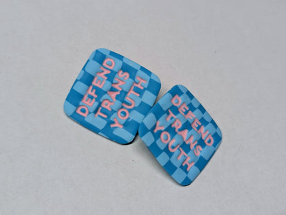 DEFEND TRANS YOUTH Pin - Pink Font