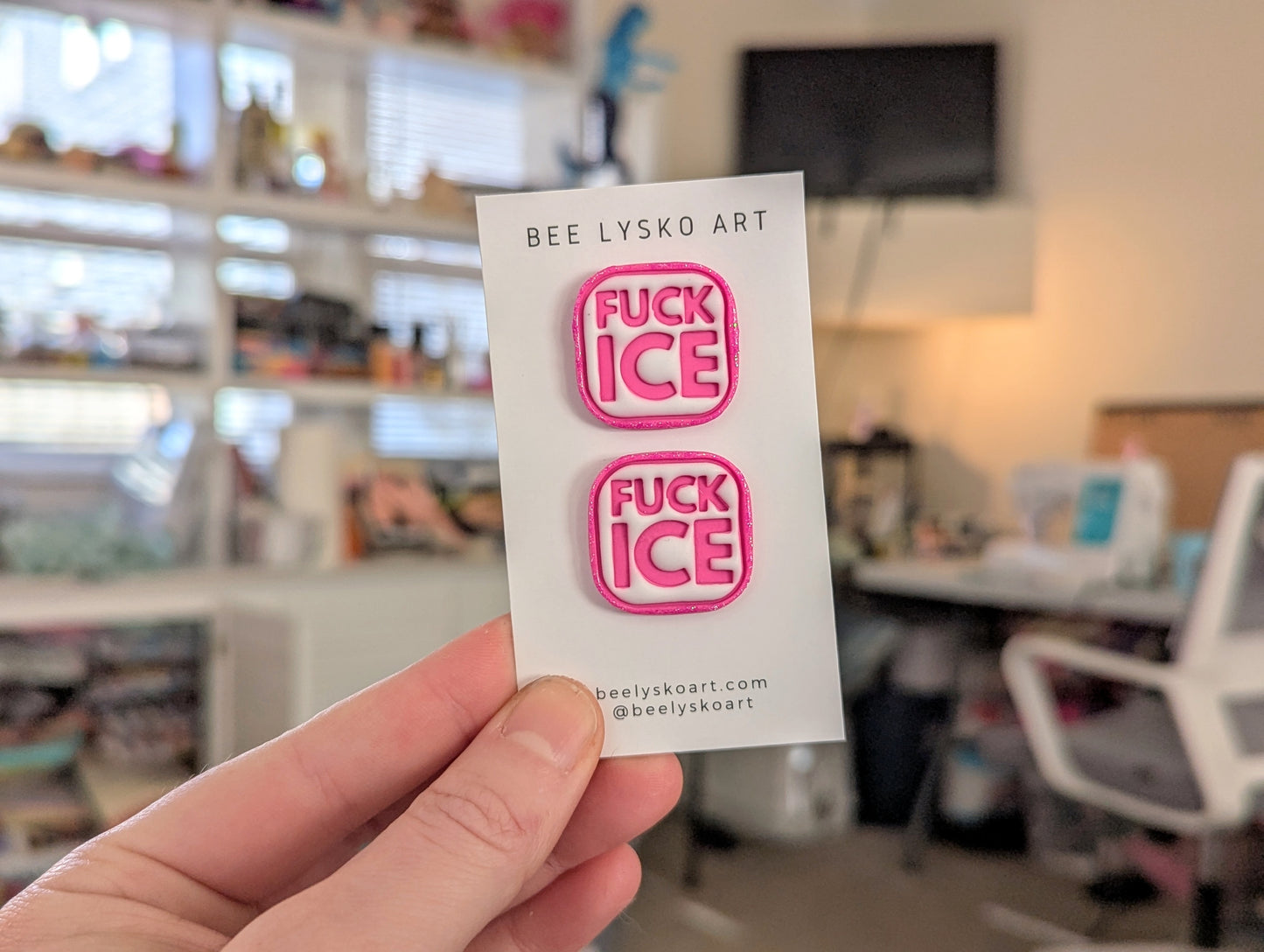 Fuck ICE Studs - Pink