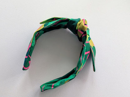 Green & Pink Leaves - Knot Headband