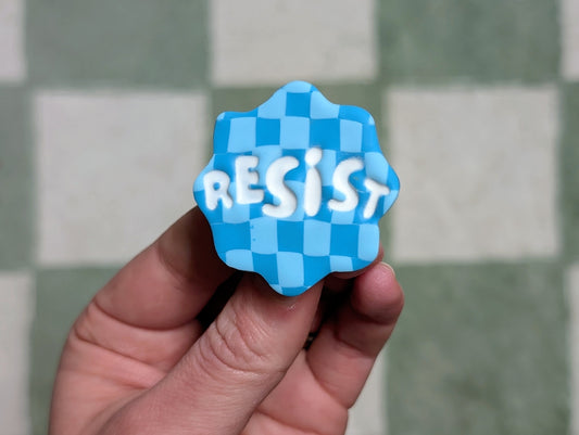 RESIST Pin - Blue Checks